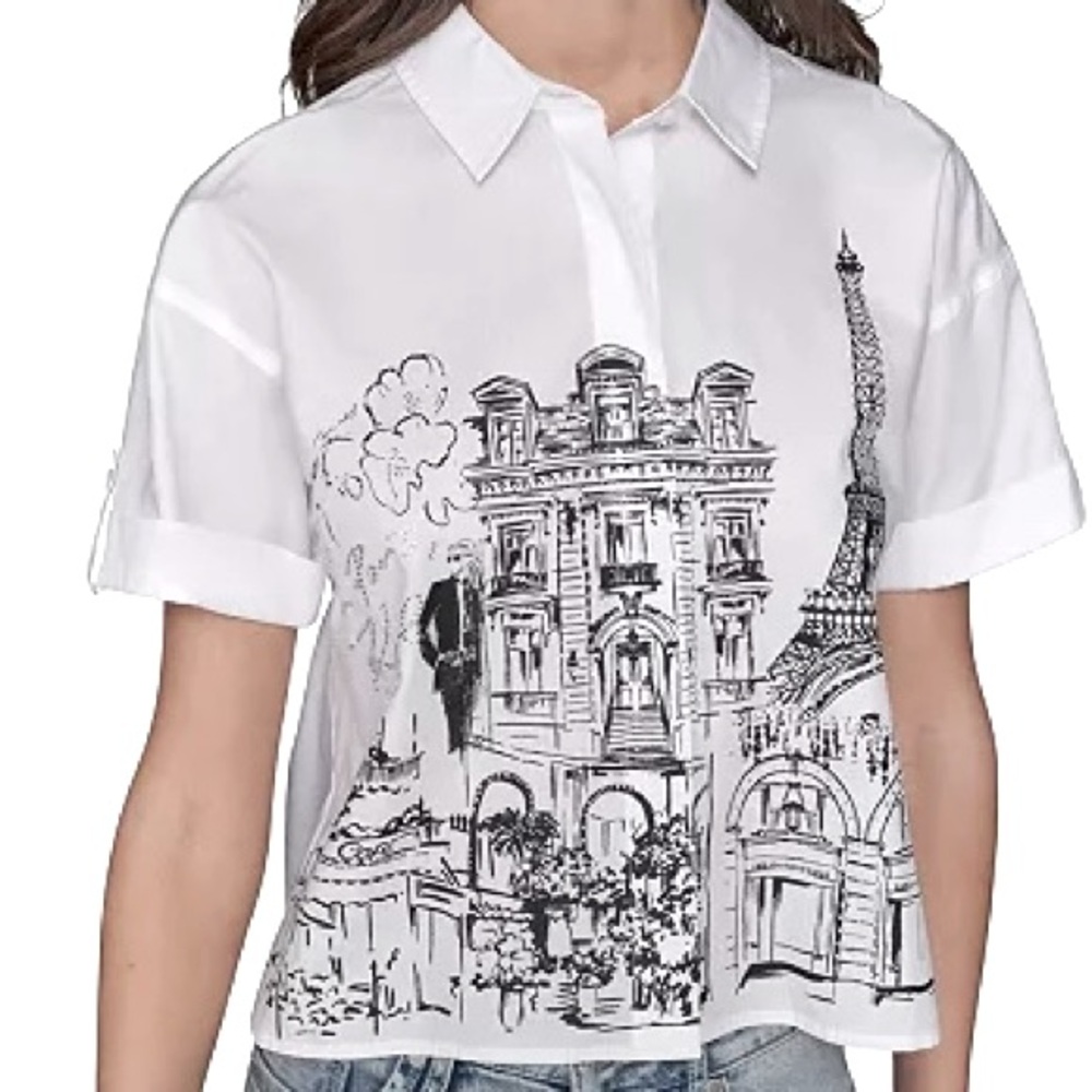 Karl Lagerfeld White Graphic Shirt